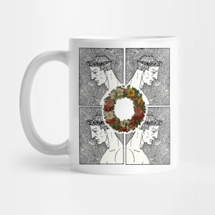 Boy profile with flower laurel Mug